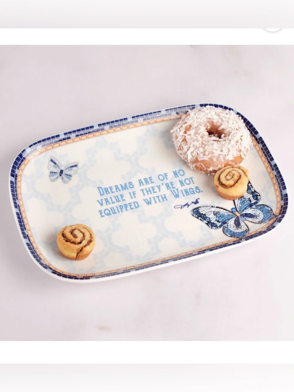 NWT Dolly Parton Blue Butterfly Quote Serving Tray
